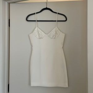 David Koma Glittered Cady White Mini Dress